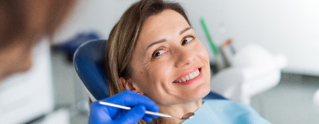Woman smiling during dental checkup